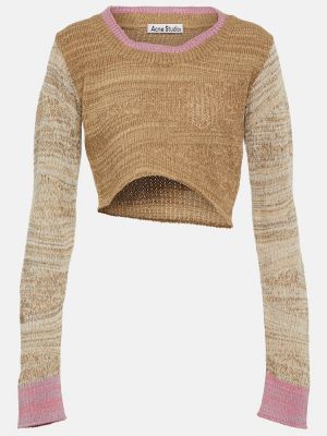 Асиметричен вълнен пуловер Acne Studios кафяво