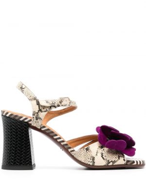 Kvetinové kožené sandále s aplikáciou Chie Mihara béžová
