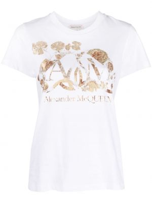 T-shirt en coton à fleurs Alexander Mcqueen