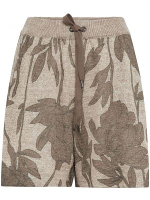 Pletene bermuda kratke hlače s cvjetnim printom s printom Brunello Cucinelli