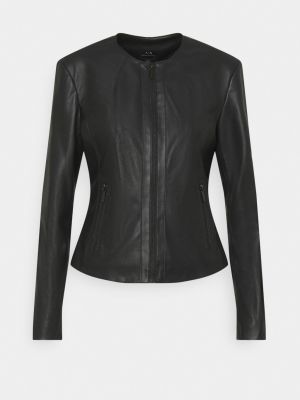 Кожаная куртка из искусственной кожи Armani Exchange черная