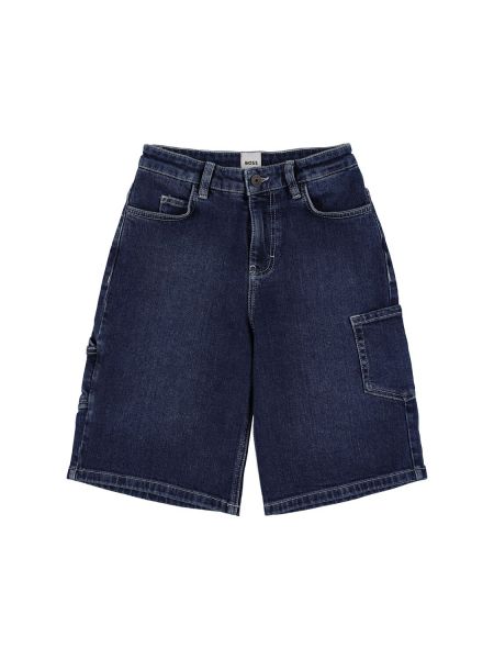 Bomull jeans-shorts for gutter Boss blå