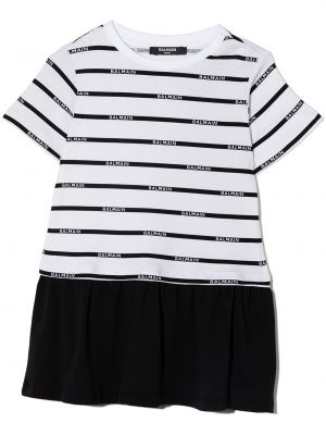 Bomull dress for jenter Balmain Kids hvit