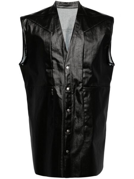 Αμάνικο δερμάτινο πουκάμισο Rick Owens μαύρο
