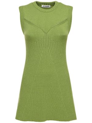 Bavlněné mini šaty Jil Sander zelené