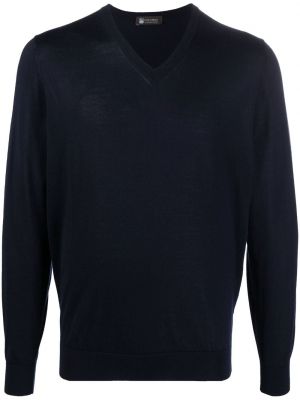 Кашмирен пуловер slim Colombo синьо