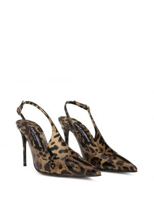 Raštuotos aukštakulniai leopardinės slingback Dolce & Gabbana ruda