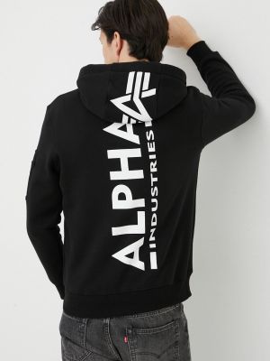 Светр з капюшоном з принтом Alpha Industries чорний