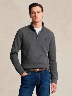 Jersey cuello alto con cremallera con cuello alto de tela jersey Polo Ralph Lauren gris