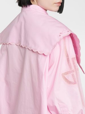 Bavlnená bunda s výšivkou Patou ružová