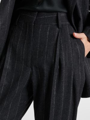 Pantalon droit en laine à rayures Blazé Milano gris