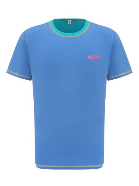 Хлопковая футболка Moschino голубая
