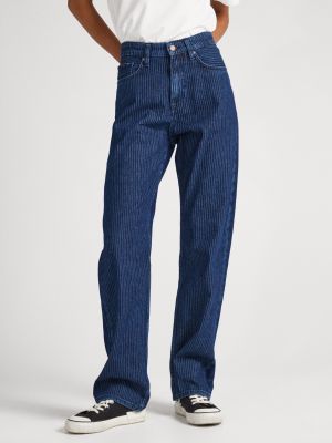 Pruhované straight fit džíny Pepe Jeans modré