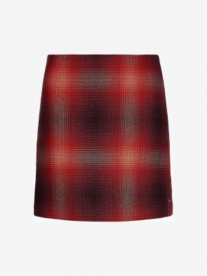 Kostkované vlněné mini sukně Tommy Hilfiger červené