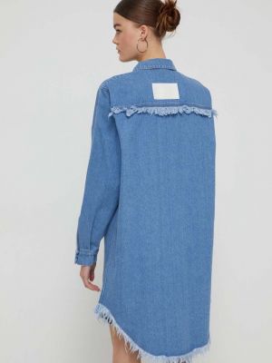 Oversized bavlněné mini šaty Adidas Originals modré