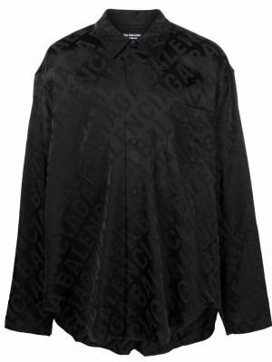 Сатенена риза с принт Balenciaga черно