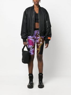 Džínové šortky s potiskem Versace Jeans Couture fialové
