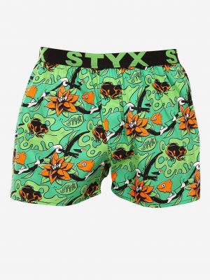 Kvetinové boxerky Styx zelená