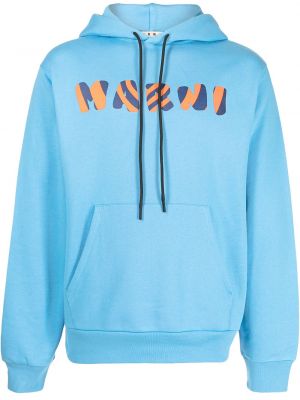 Hoodie med broderi Marni blå