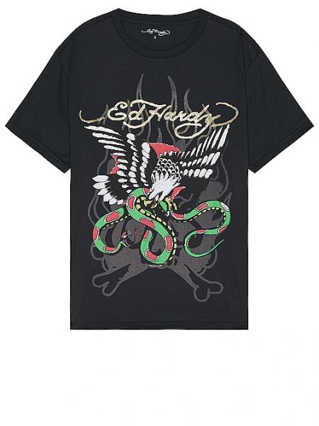 T-shirt à motif serpent Ed Hardy noir