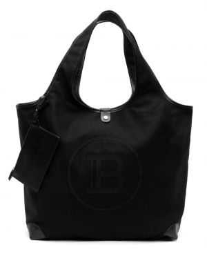 Shopper handtasche mit stickerei aus baumwoll Balmain schwarz