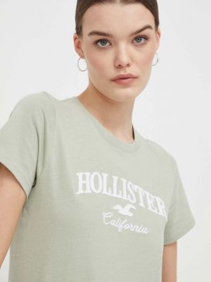 Bavlněné tričko Hollister Co. zelené