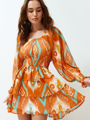 Μini φόρεμα από λυγαριά Trendyol πορτοκαλί
