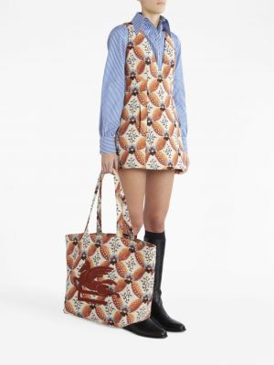 Jacquard shopper handtasche mit print Etro braun