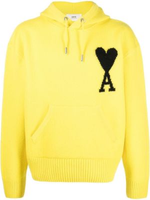 Herzmuster strick hoodie Ami Paris gelb