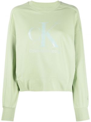 Джинсовый свитшот с принтом Calvin Klein Jeans, зеленый