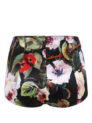 Jedwabne majtki w kwiatki z nadrukiem Dolce And Gabbana czarne