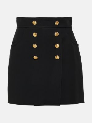 Jedwabna mini spódniczka z krepy wełniana Gucci czarna