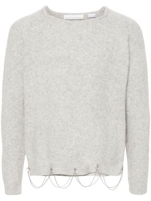 Krištáľový vlnený sveter Random Identities sivá