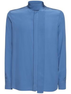 Копринена риза от креп Valentino синьо