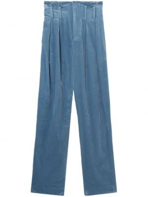 Bombažne hlače iz rebrastega žameta Iro modra