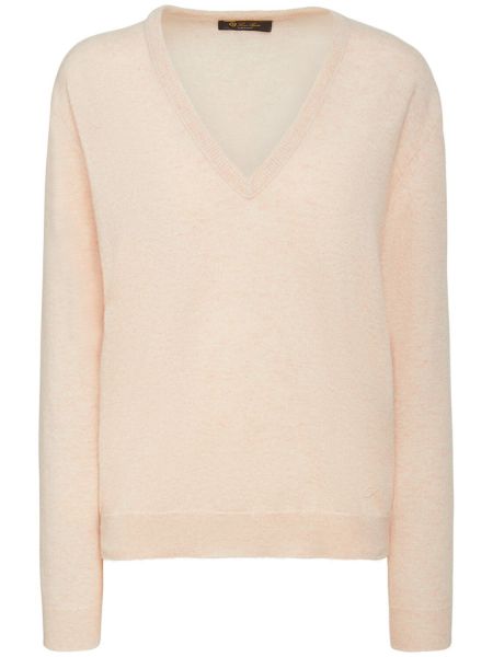 Кашмирен пуловер с v-образно деколте Loro Piana розово