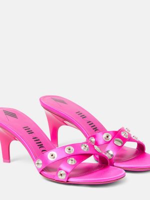 Satenske sandale sa šiljcima The Attico ružičasta