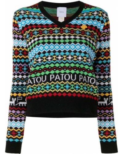 Jersey con escote v de tela jersey con estampado geométrico Patou