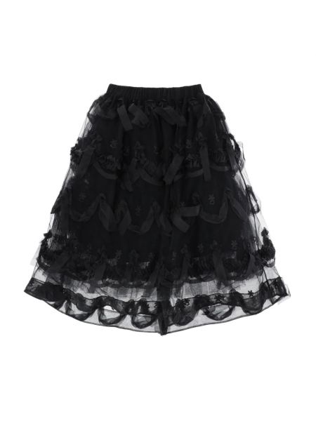Czarna haftowana spódnica midi Simone Rocha
