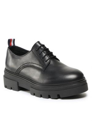 Nėriniuotos iš natūralios odos oksfordo batai su raišteliais Tommy Hilfiger juoda