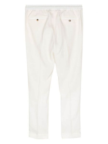 Lněné rovné kalhoty Paul Smith bílé