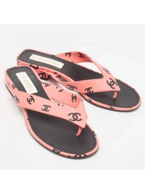 Sandalias de cuero Chanel Vintage rosa