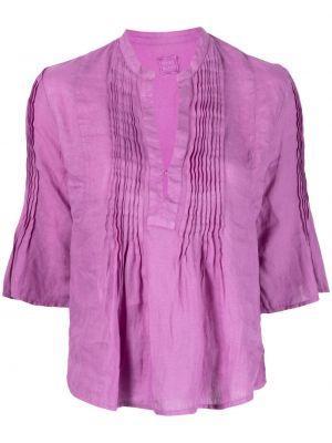 Плисирана ленена блуза 120% Lino виолетово