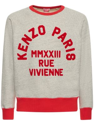 Памучен пуловер slim Kenzo Paris сиво