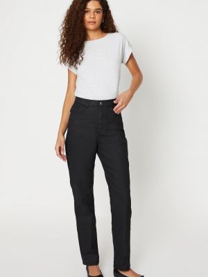Высокие прямые джинсы с покрытием Dorothy Perkins черный