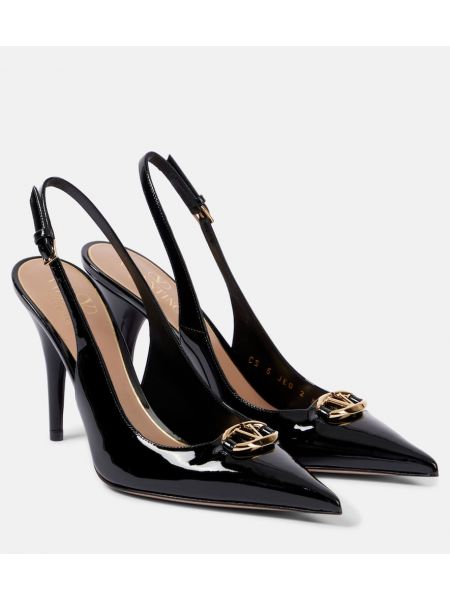 Slingback lakkskinn lær pumps Valentino Garavani svart