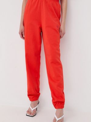 Gestuz pantaloni de trening femei, culoarea portocaliu, neted