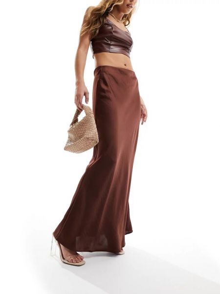 Атласная длинная юбка Y.a.s. коричневая