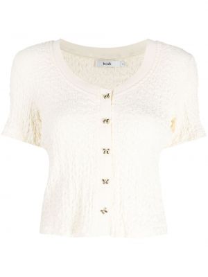 Памучна блуза с v-образно деколте B+ab бяло