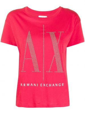 T-shirt en coton à imprimé Armani Exchange rouge